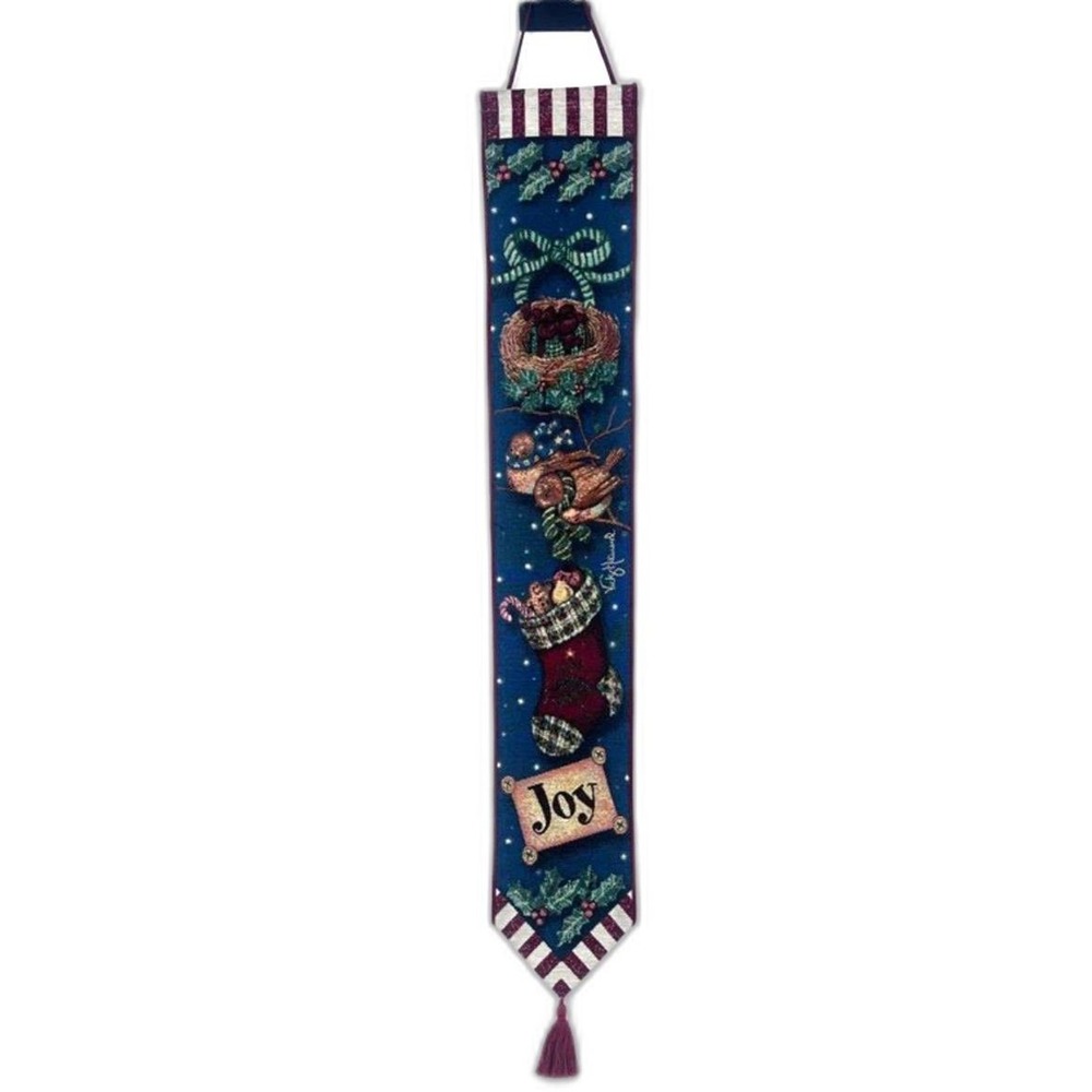 VTG Christmas Holiday Hanging Wall Banner Tapestry 40"x7" Vicky Howard Birds